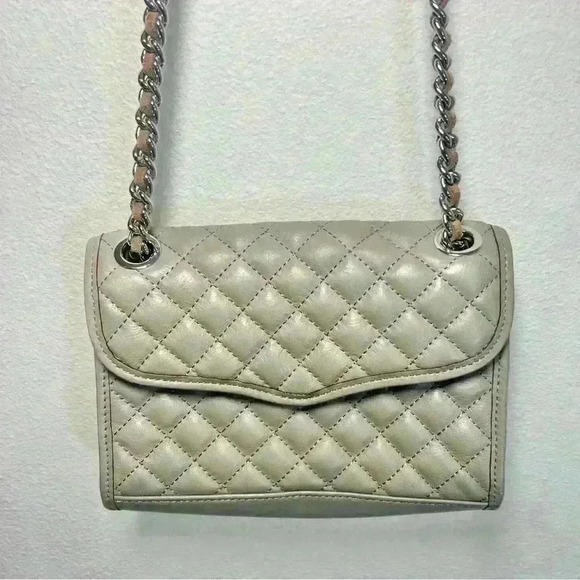 Rebecca Minkoff Shoulder Bag Quilted Mini Affair Light Gray Color - Picture 12 of 16